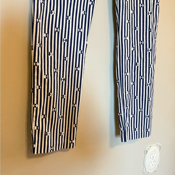 By Anthropologie • The Essential Slim Striped Blue Daisy High Rise Sz 0 Tapered - Picture 10 of 13